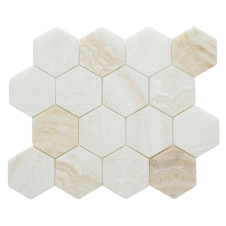 Hexagon Onyx Ivory Honed 3 x 3 10 x 11.5